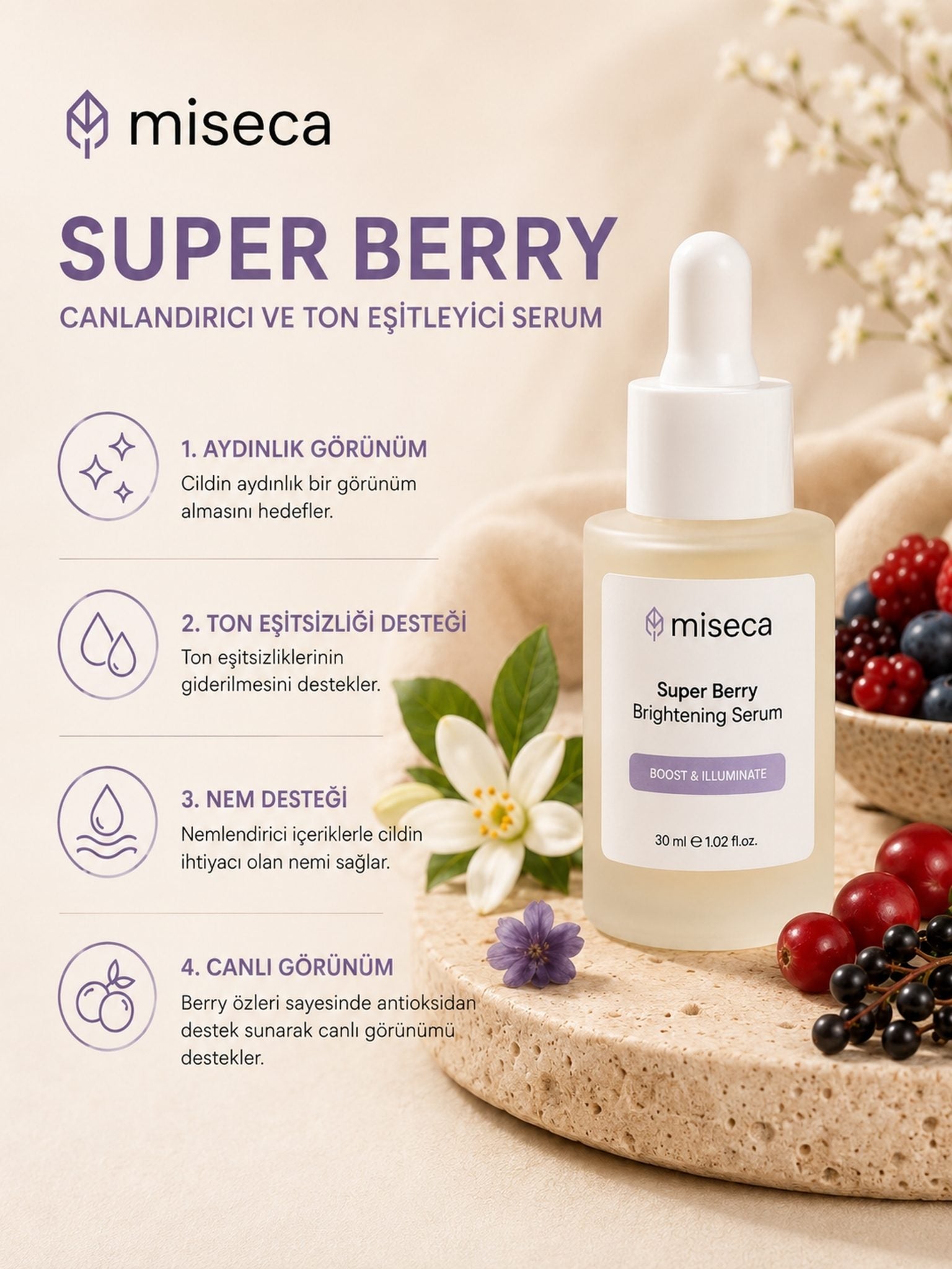 Super Berry Arbutin Canlandırıcı ve Ton Eşitleyici Serum 30 ml