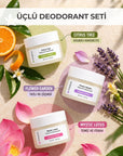 Üçlü Doğal Deodorant Seti | Flower - Citrus - Lotus