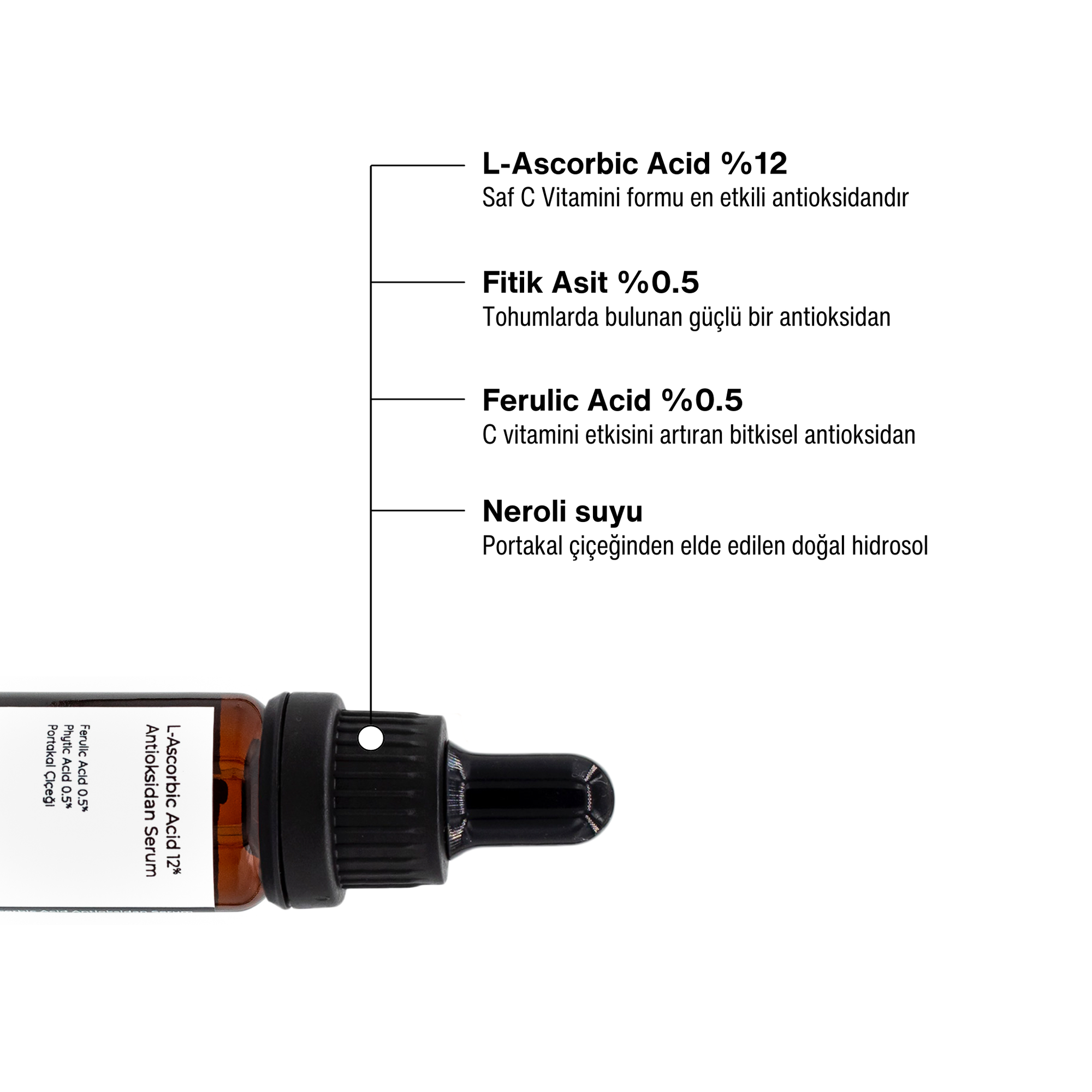 L-Ascorbic Acid 12% Saf C Vitamini Antioksidan Serum 10 ml - miseca