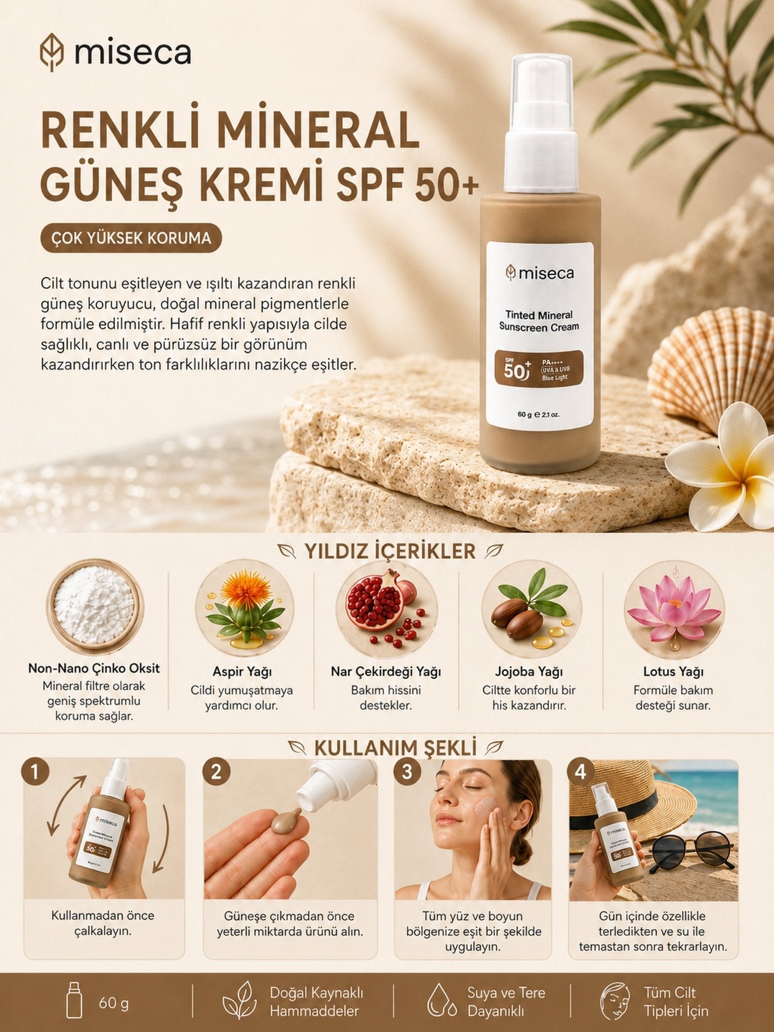 Tinted Mineral Sunscreen SPF 50+ Very High Protection 60 G