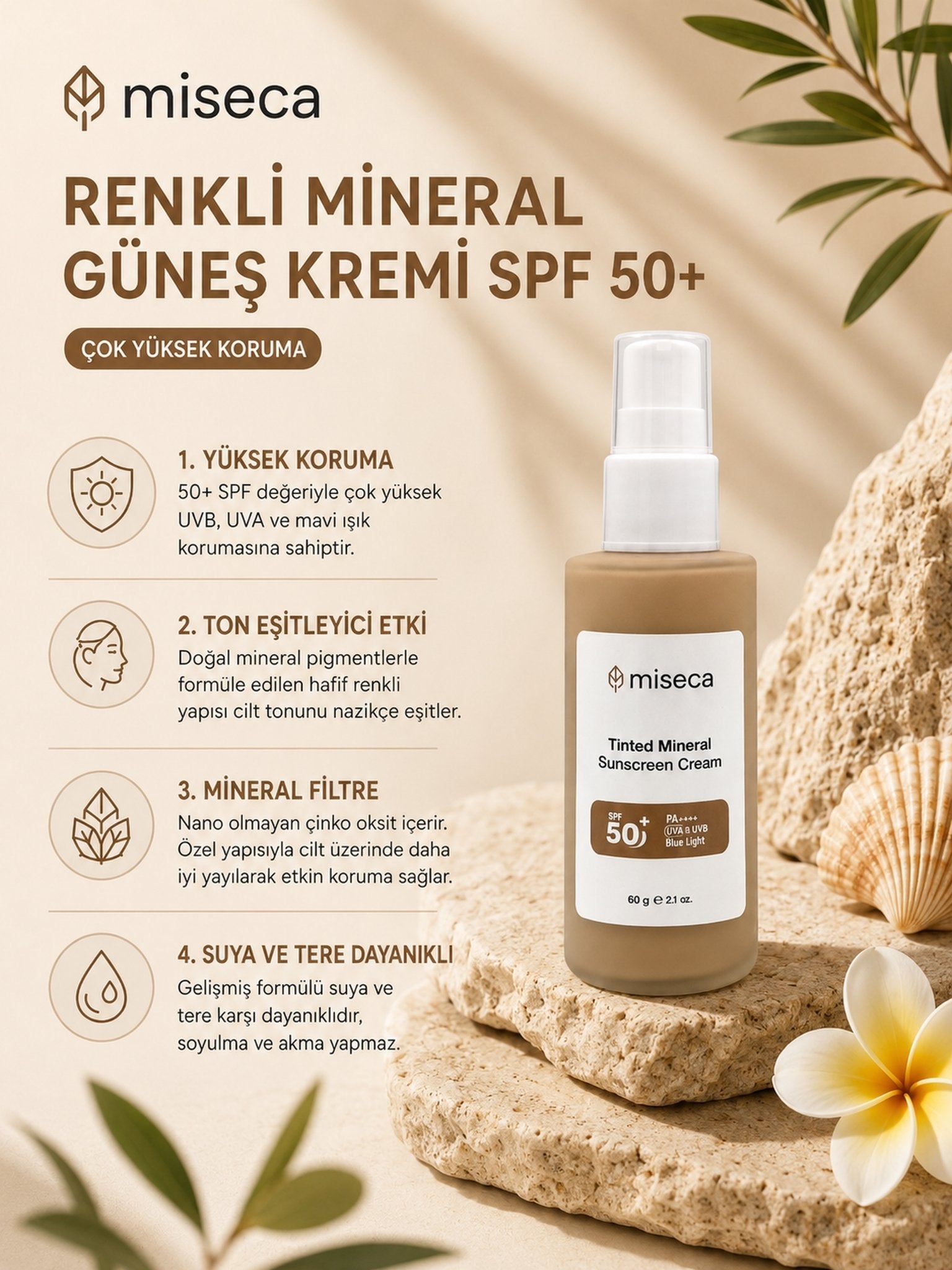 Tinted Mineral Sunscreen SPF 50+ Very High Protection 60 G
